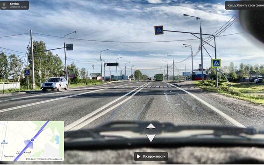Светофоры, знаки, разметка, дороги | На этом переходе неподключенный еще светофорный объект (фото с Яндекса)